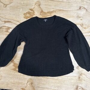 NYDJ Black Knit Sweater With‎ Puff Sleeve Oversized Size Medium